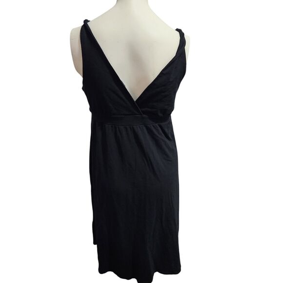 Gap Empire Waist Simple French Black Midi Dress Timeless Capsule Minimalist SZ M - Picture 3 of 4
